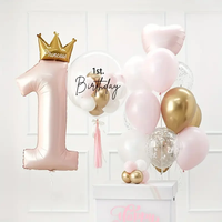 24pcs 1-year-old Crown Aluminum Film Balloon for Boys and Girls Birthday Party, One Year Decoration, Birthday Decoration Balloon