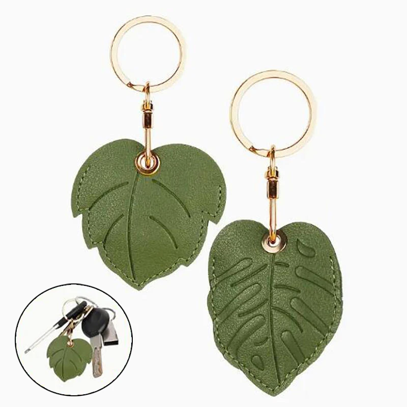 1pc Leather Keychain Holder Case for Apple AirTag Cute Protective Cover Keychain Ring Anti-Scratch Finder GPS Tracker Case