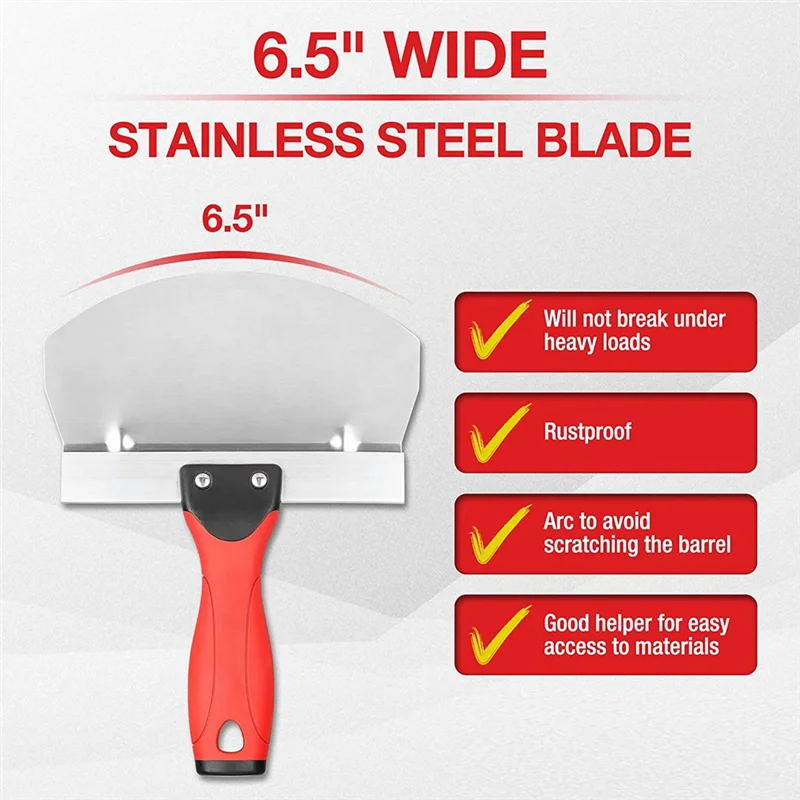 Совок для гипсокартона, 2 шт., совок для ведра из нержавеющей стали для гипсокартона — изогнутое контурное лезвие 6,5 дюйма для краски, раствора