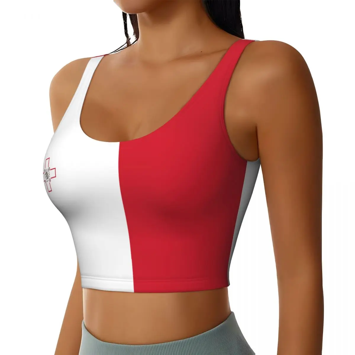 Yoga Vest Women Gym Sports Crop Tops Malta Flag Streetwear Workout Breathable Tank Top Female