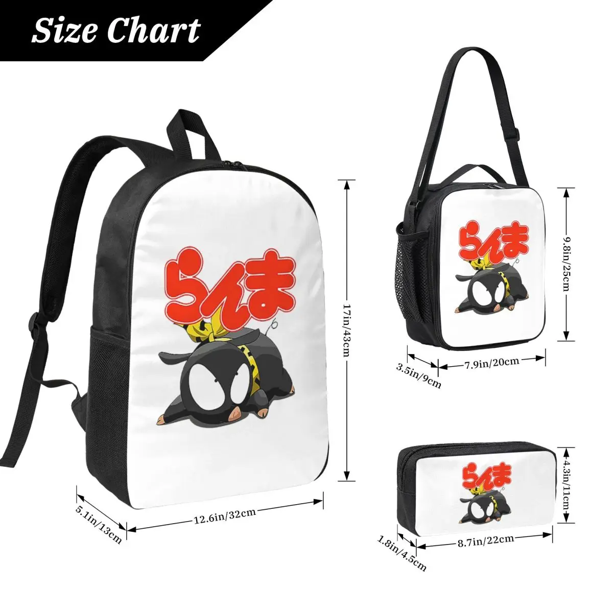 P Chan Ranma Backpack Student Boys Girls BookBag School Bag Laptop Shoulder Bags 3ps Insulated Lunch Bag Pencil Case