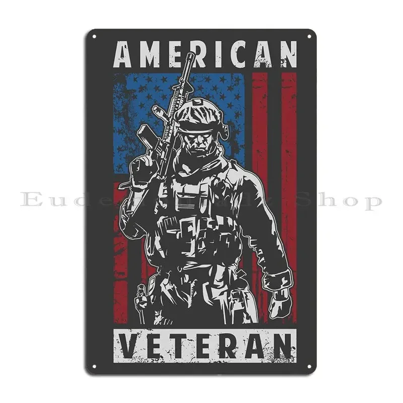 American Veteran Soldier Metal Sign Printing Designer Decoration Personalized Mural Tin Sign Poster