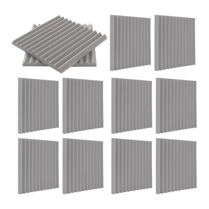12 Pack Self-Adhesive Acoustic Panels, Sound Proof Foam Panels, High Density Soundproofing Wall Panels for Home (Grey)-A09G