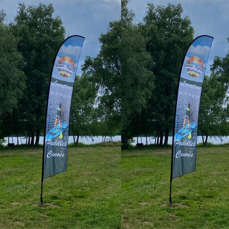 الآيس كريم مقهى الشاطئ ريشة العلم Glaces جرانيتا مخصص الطباعة راية دون سارية العلم جانب واحد الإعلان في الهواء الطلق ديكور