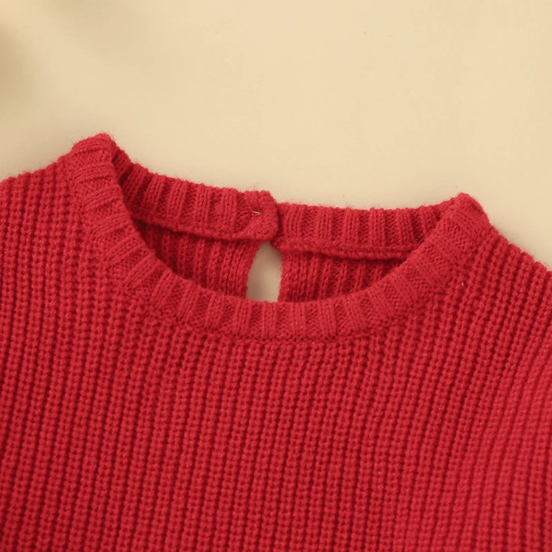 Solid Color Long Sleeve O-neck Knitted Acrylic 3-24 Months Newborn Baby Boy&Girls Red Sweaters Soft Infant Toddler Sweatershirt