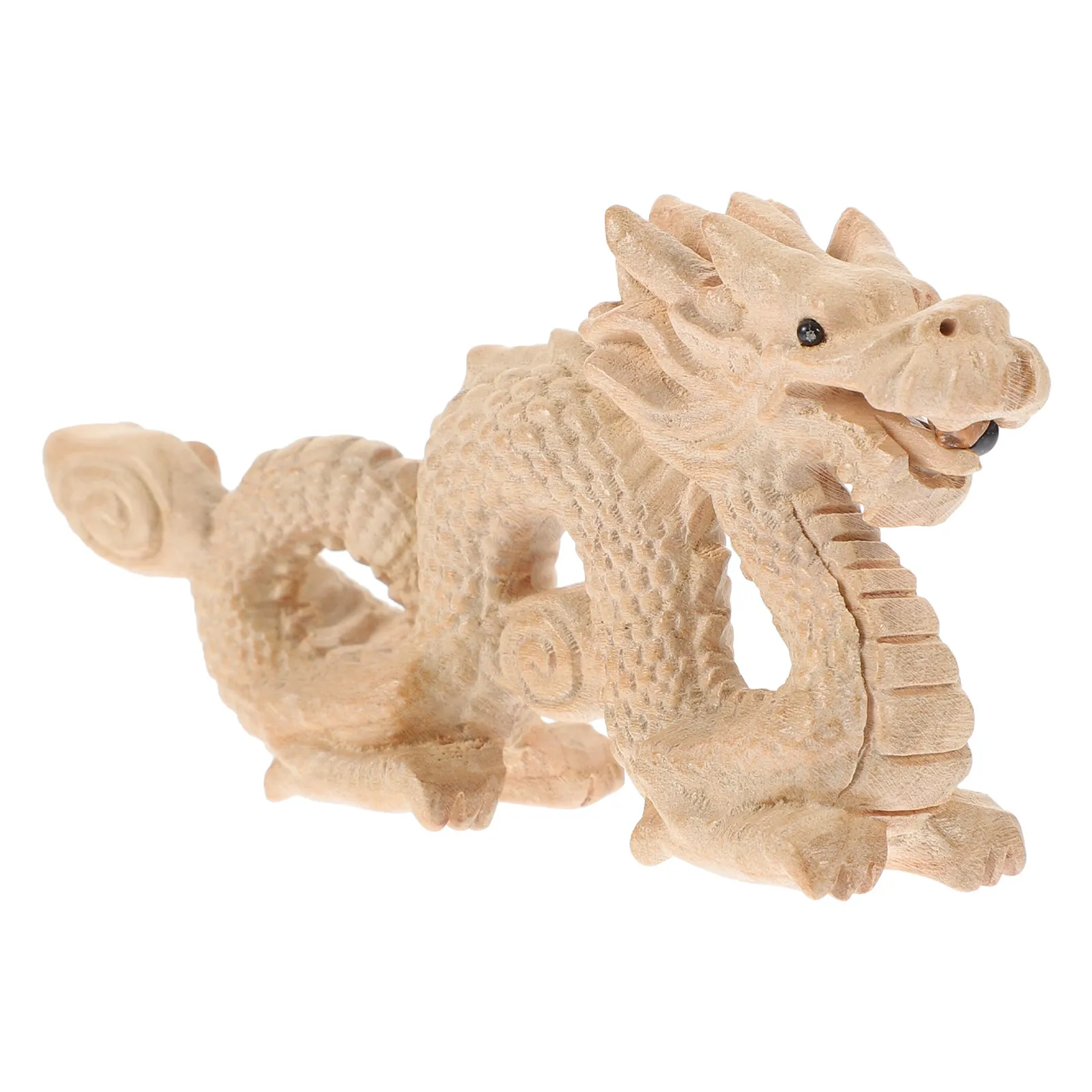 

Dragon Wood Craft Ornament Auspicious Chinese Dragon Statue for Desk Decor Home Office Prosperity Symbol Wooden Figurine Gift