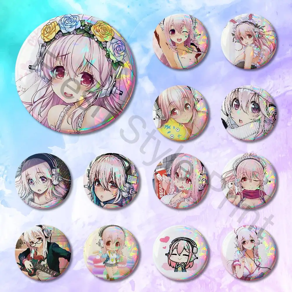 

S-Super Cute S-Sonico Pins 58mm Cute Cartoon Badge Handmade Brooches for Backpack Accessories