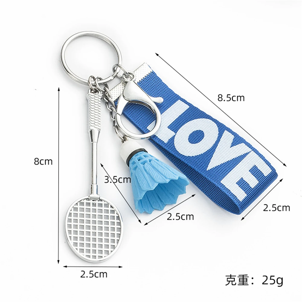 Trendy Badminton Keychain Colorful Ball Racket Pendant Keyring Men Women Backpack Charm Sports Fans Souvenir Gift Accessories