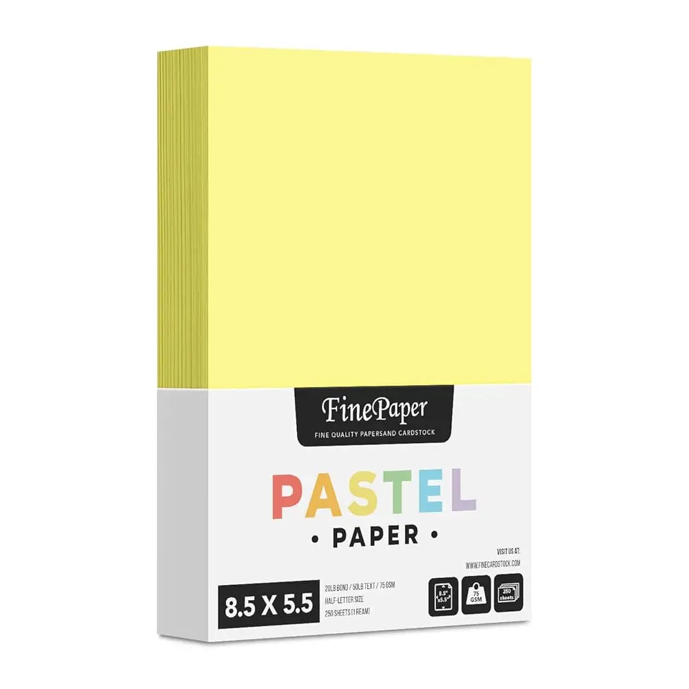 

8.5 x 5.5\ Half Letter Sheets Pastel Color Paper – Canary – Great for Arts and Crafts and Stationery Printing | Regular 20lb