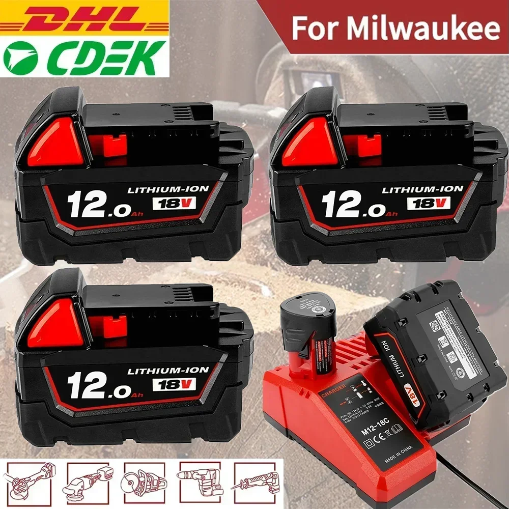 

18V For Milwaukee M18 Battery M18B6 XC 9.0 Ah Li-Ion 48-11-1860 48-11-1852 Or Charger 48-11-1850 48-11-1840 Cordless Power Tools