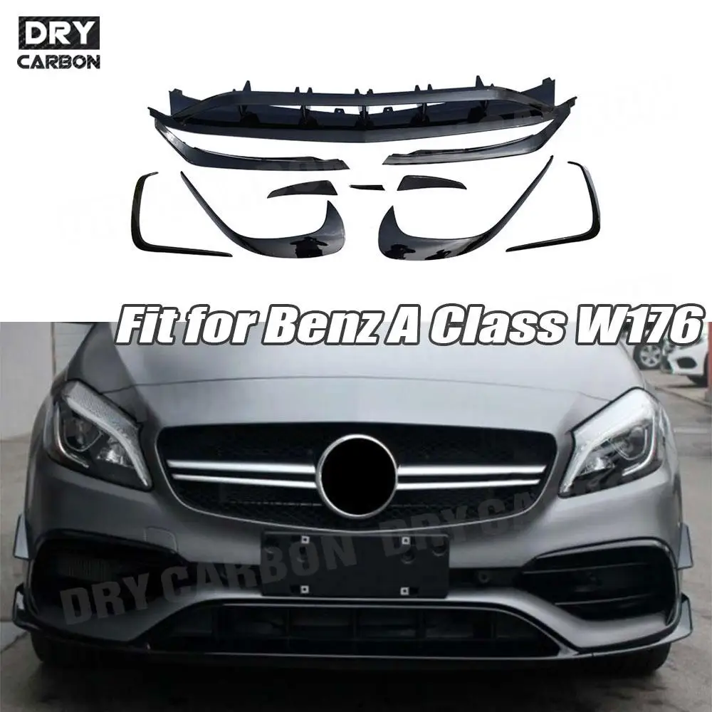 

Front Bumper Lip Spoiler Splitters For Benz A Class W176 A200 A250 A45 AMG 2016+ ABS Car Side Canards Trims Decoration Bodykits