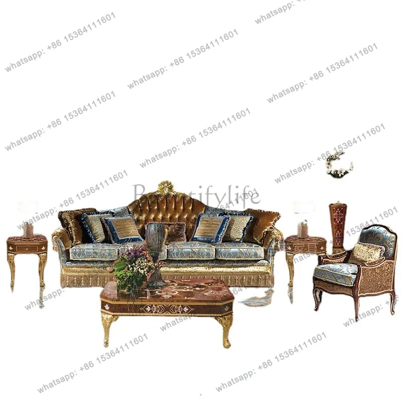Shell inlaid European court style mansion villa large luxury furniture sofa coffee table