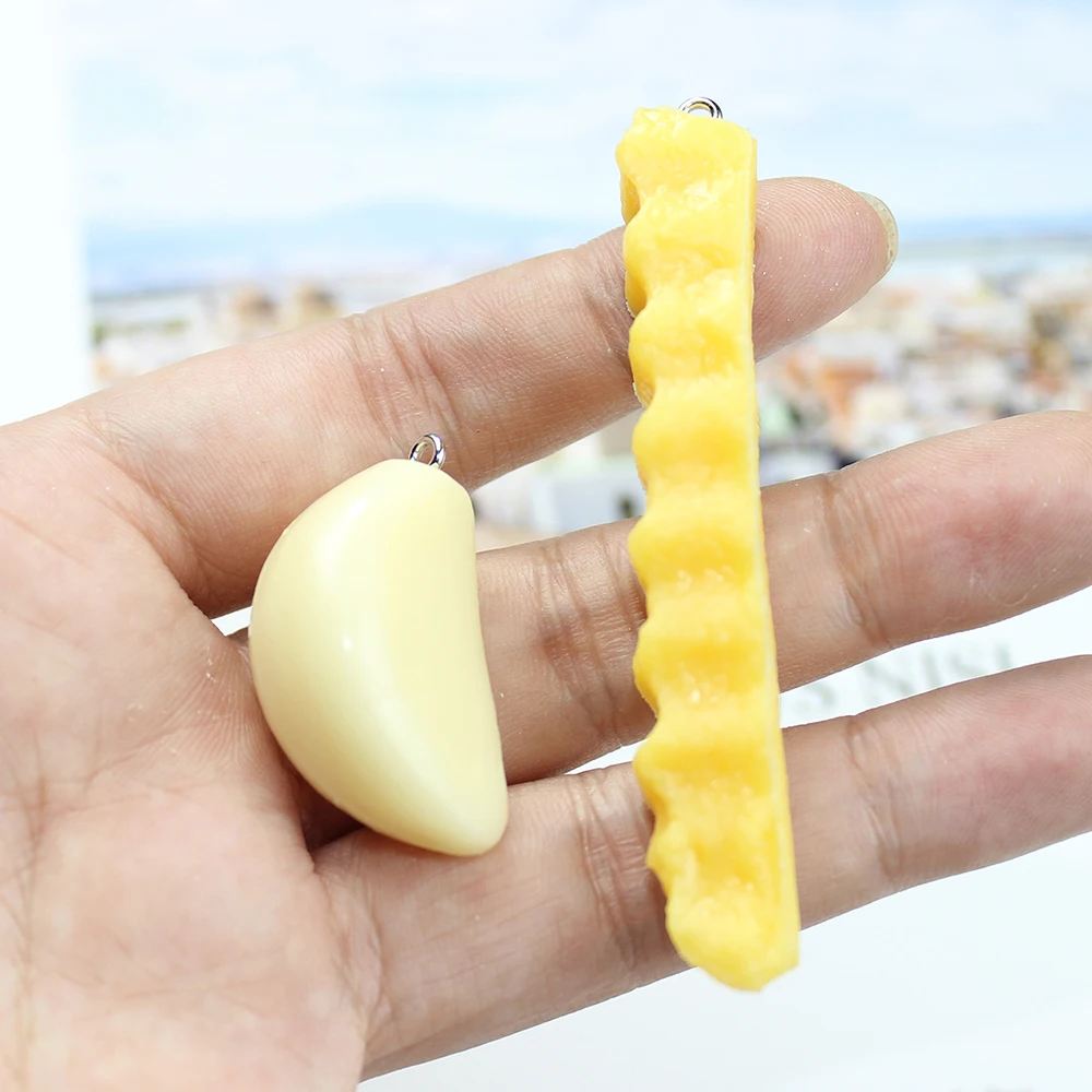 10Pcs/Lot Food Charm Pvc Simulation French Fries Fries Pendant For Earring KeyChain Diy Jewelry Making Findding