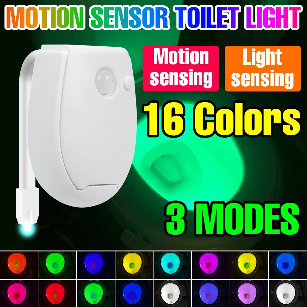 

LED Toilet Lamp PIR Motion Sensor RGB Washroom Atmosphere Nightlight 7 Colors Indoor Backlight Home Bathroom Decor Lighting