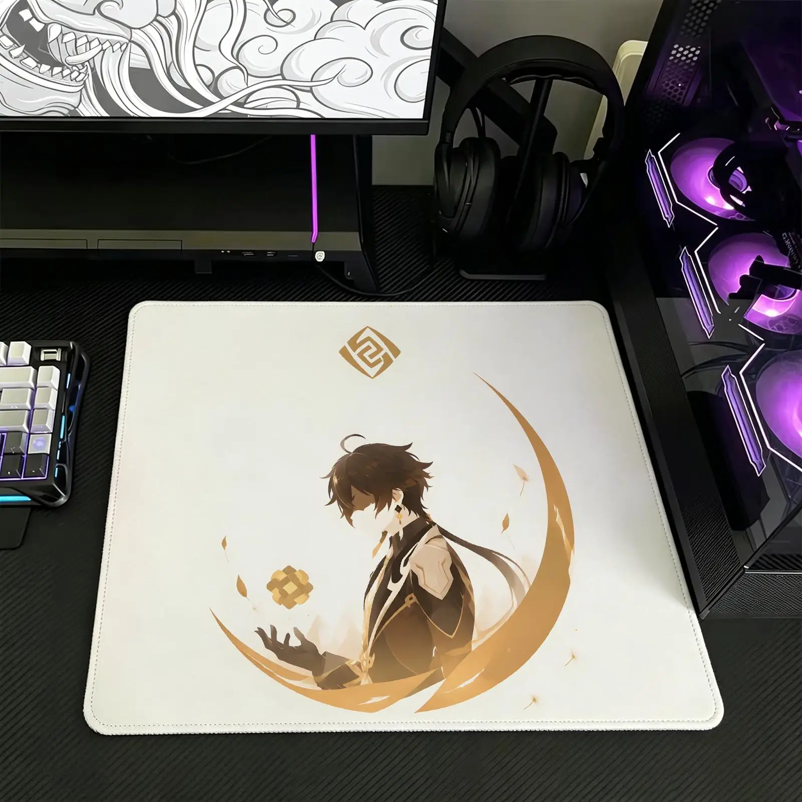 Genshin Impact ZhongLi Mouse Pad Regular gaming mouse pad  Office mouse pad Laptop desk mat Stitched edge S/M/L size mouse pad