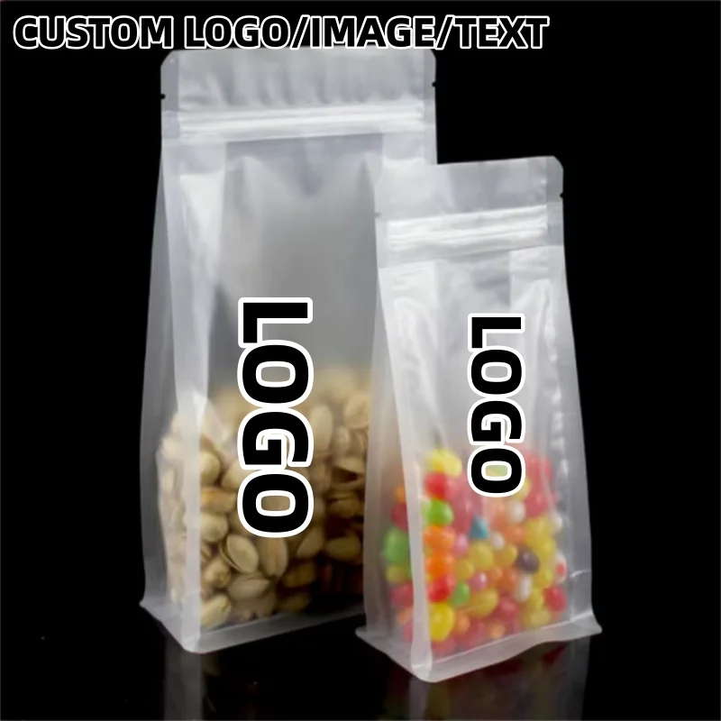 

100PCS 3D Matte Frosted Plastic Visiable Bags Resealable Snack Coffee Cereals Tea Nuts Dried Fruits Meat Gifts Packaging Pouches