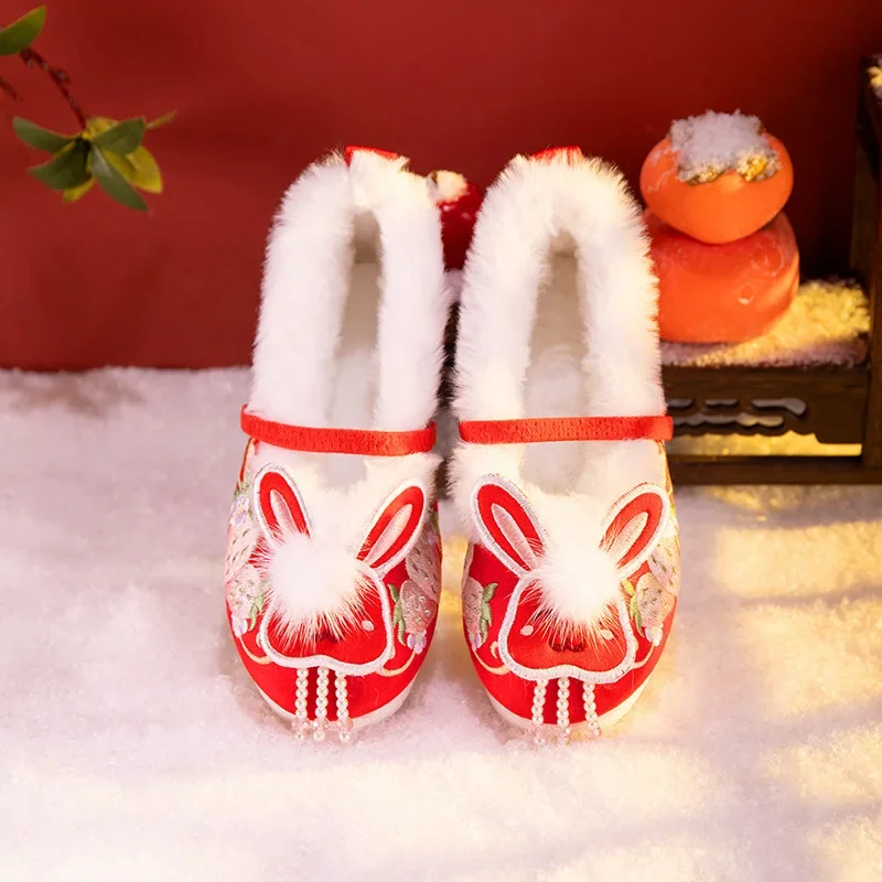 

CY177 Winter New Old Beijing Children's Cloth Shoes Chinese Style Embroidery Ancient Style Hanfu Shoe Women