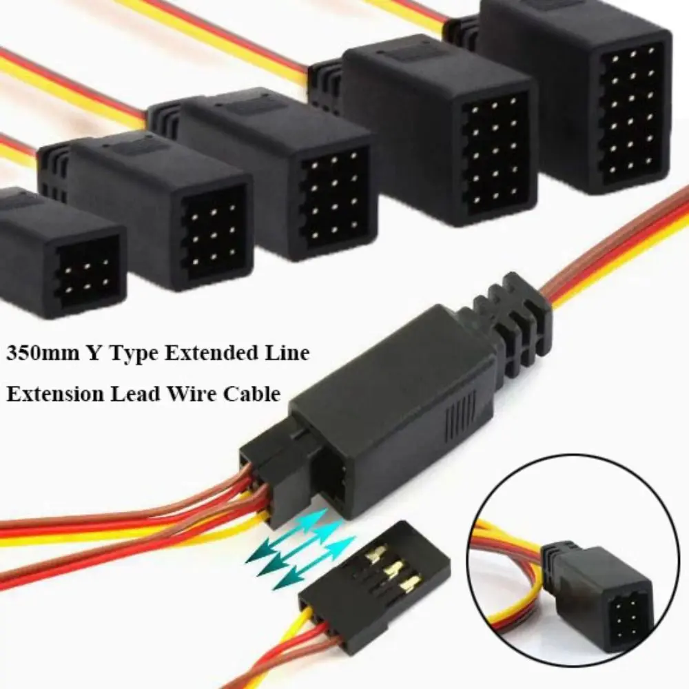 350mm tipo Y línea extendida cabeza negra 5 estilos Cable de extensión Cable Rc coche/barco/helicóptero piezas Accesorios