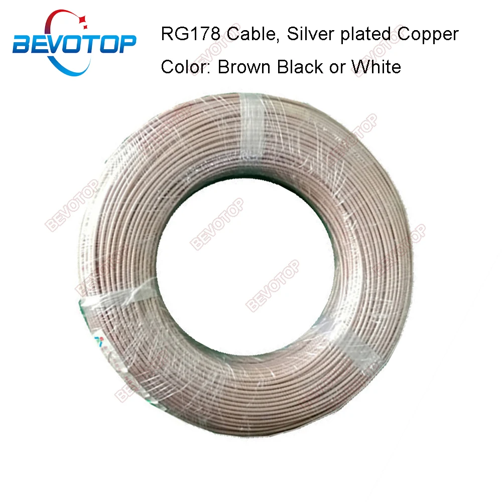 10M 20M~200M RG178 RF Coaxial Cable Silver Plated Copper 50 Ohm Low Loss Coax Cord for Crimp Connector