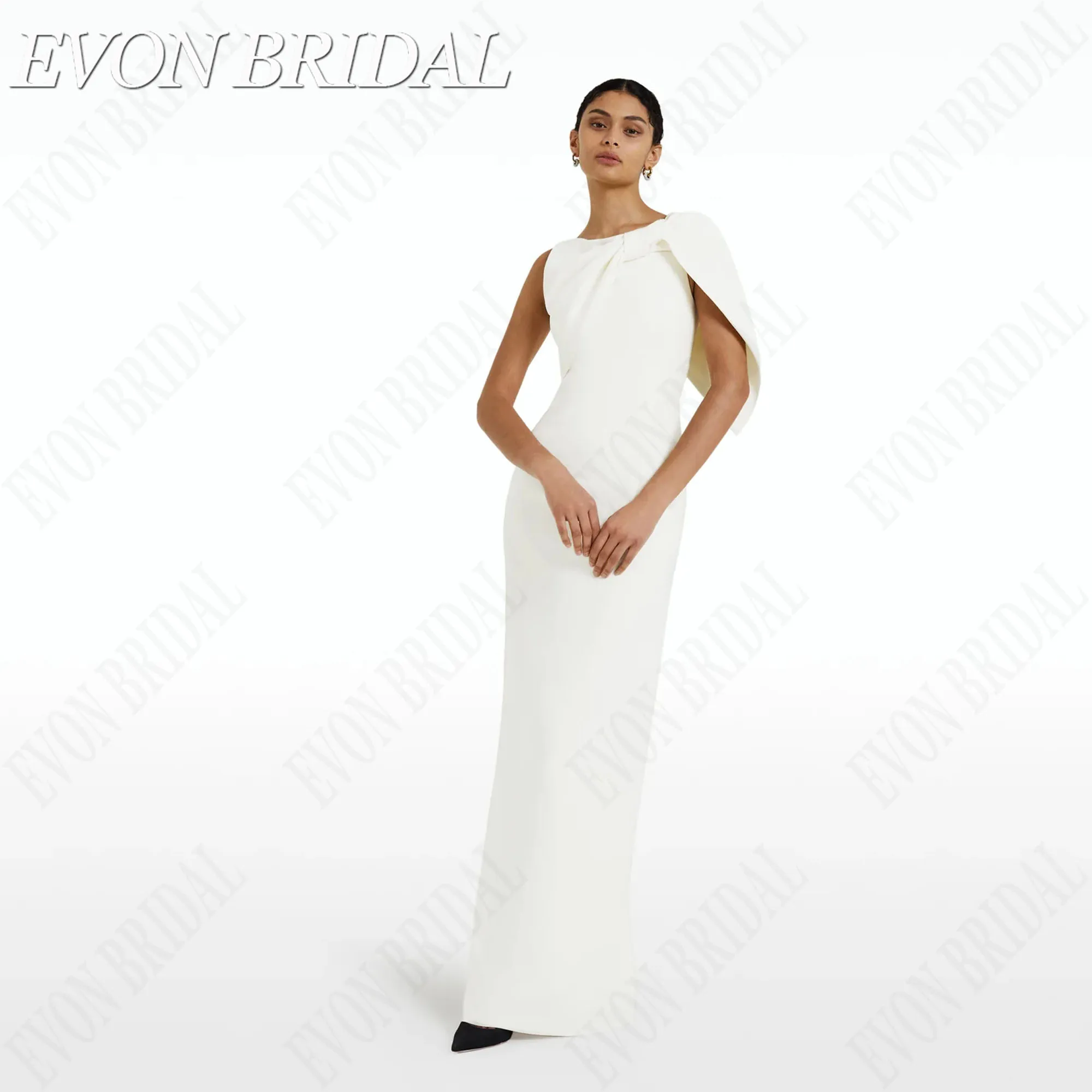 

EVON BRIDAL One Shoulder Evening Dresses Ivory Satin O-Neck Elegant Backless Formal Occasion Gowns Mermaid فساتين سهرات Custom