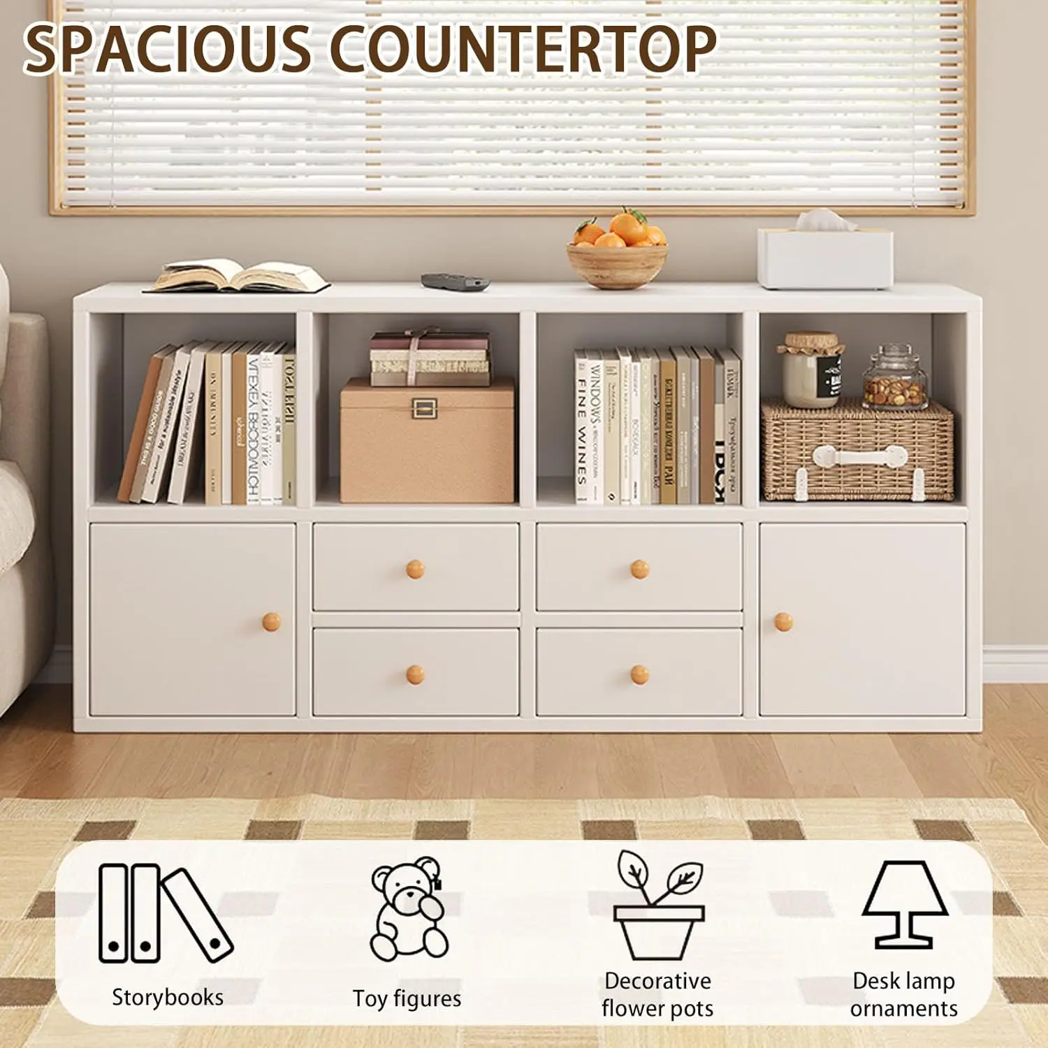 Storage Cabinet, Sideboard with Drawers, Home Coffee Bar Bins, Dining Sideboard with Doors, Bedside Bookshelf Display Cabinet fo image 4