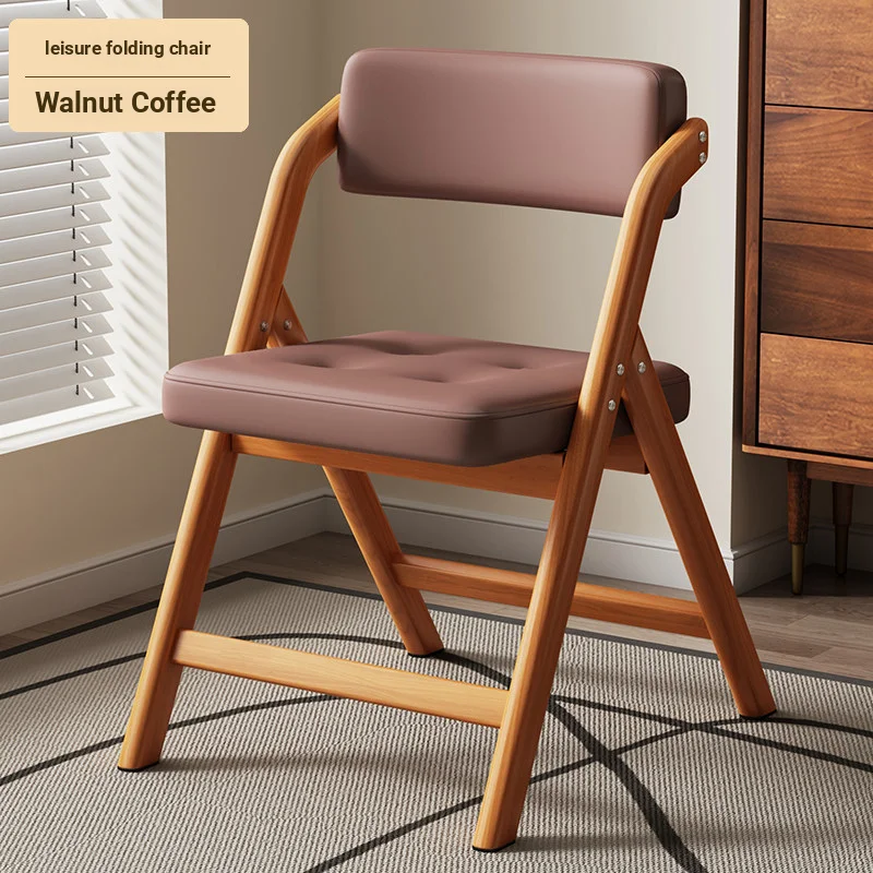 Folding Leather Wood Ergonomic Stackable Dining Chair Durable Modern Design Dining Room Home Office Use