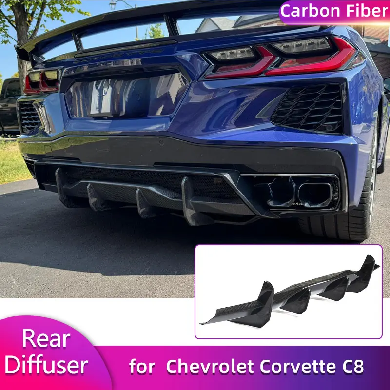 

Carbon Fiber Rear Bumper Diffuser Spoiler for Chevrolet Corvette C8 Stingray Convertible Coupe 2020-2023 Rear Lip Body Kit FRP