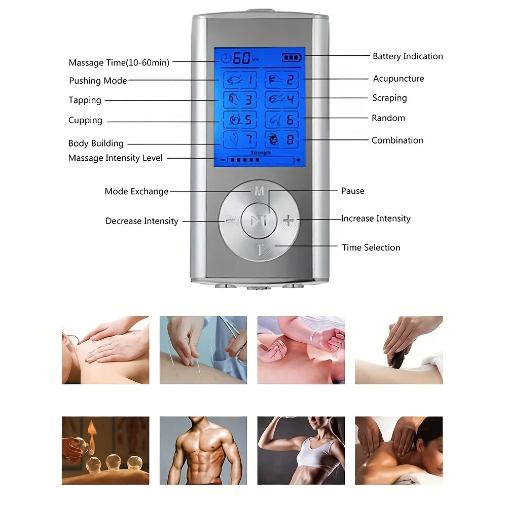 8 Modes Electric EMS Relax Muscle Stimulator Tens Machine Physiotherapy Slimming Electronic Pulse Body Massage Electrostimulator