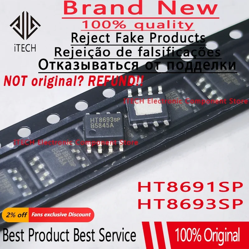 10pcs/lot Original HT8693 SOP8 HT8693SP HT8691 HT8691SP Mono Audio Amplifier 100% New and Genuine Best Quality