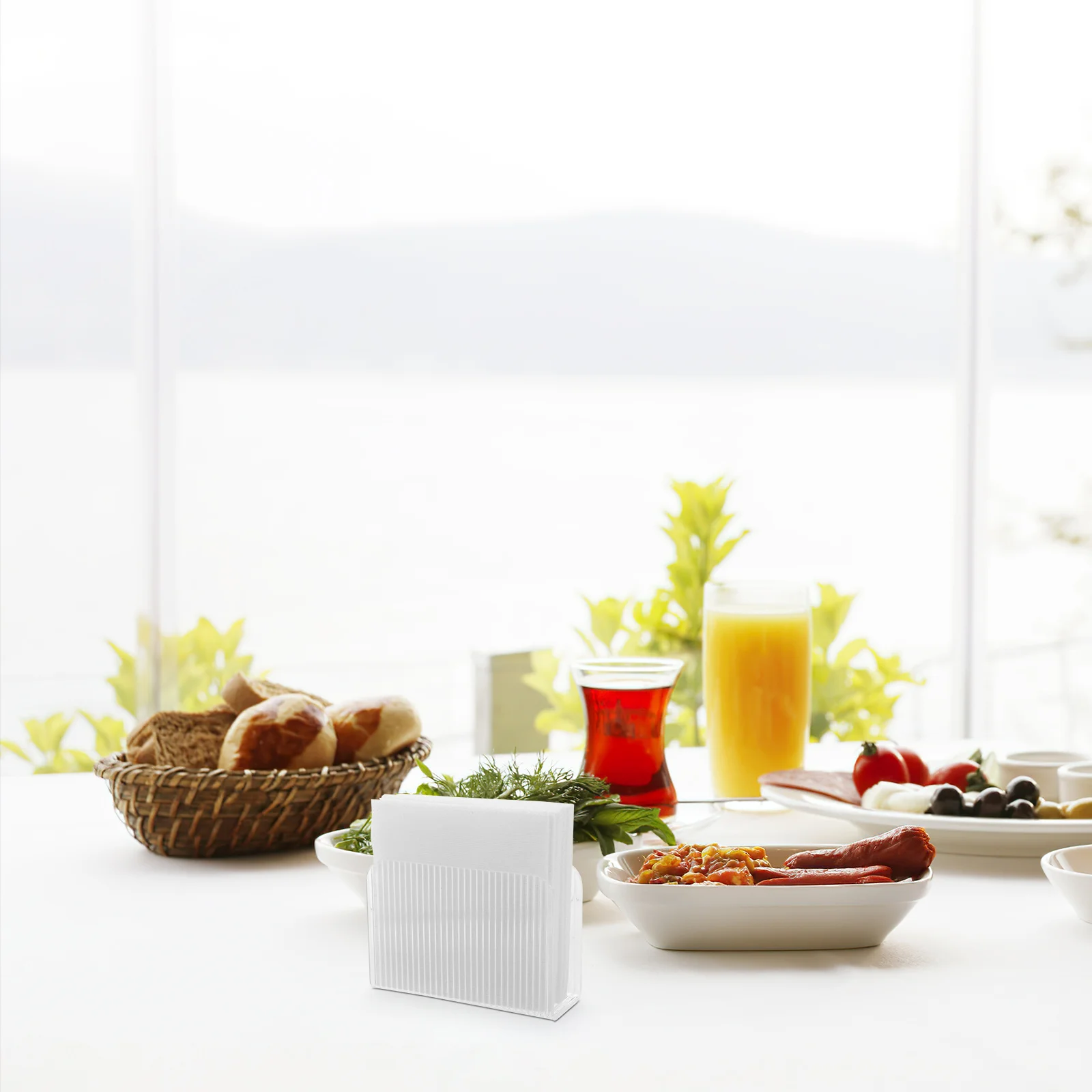 

Acrylic Transparent Napkin Holder Serviette Stand for Restaurant Cafe Tabletop Tissue Storage Organizer