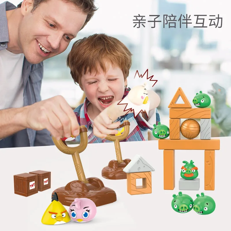 Véritable figurine Angrys rouge Chuck Piggies oiseau Kawaii jouets interactifs Parent-enfant blocs de construction jouets cadeau d'anniversaire pour les enfants