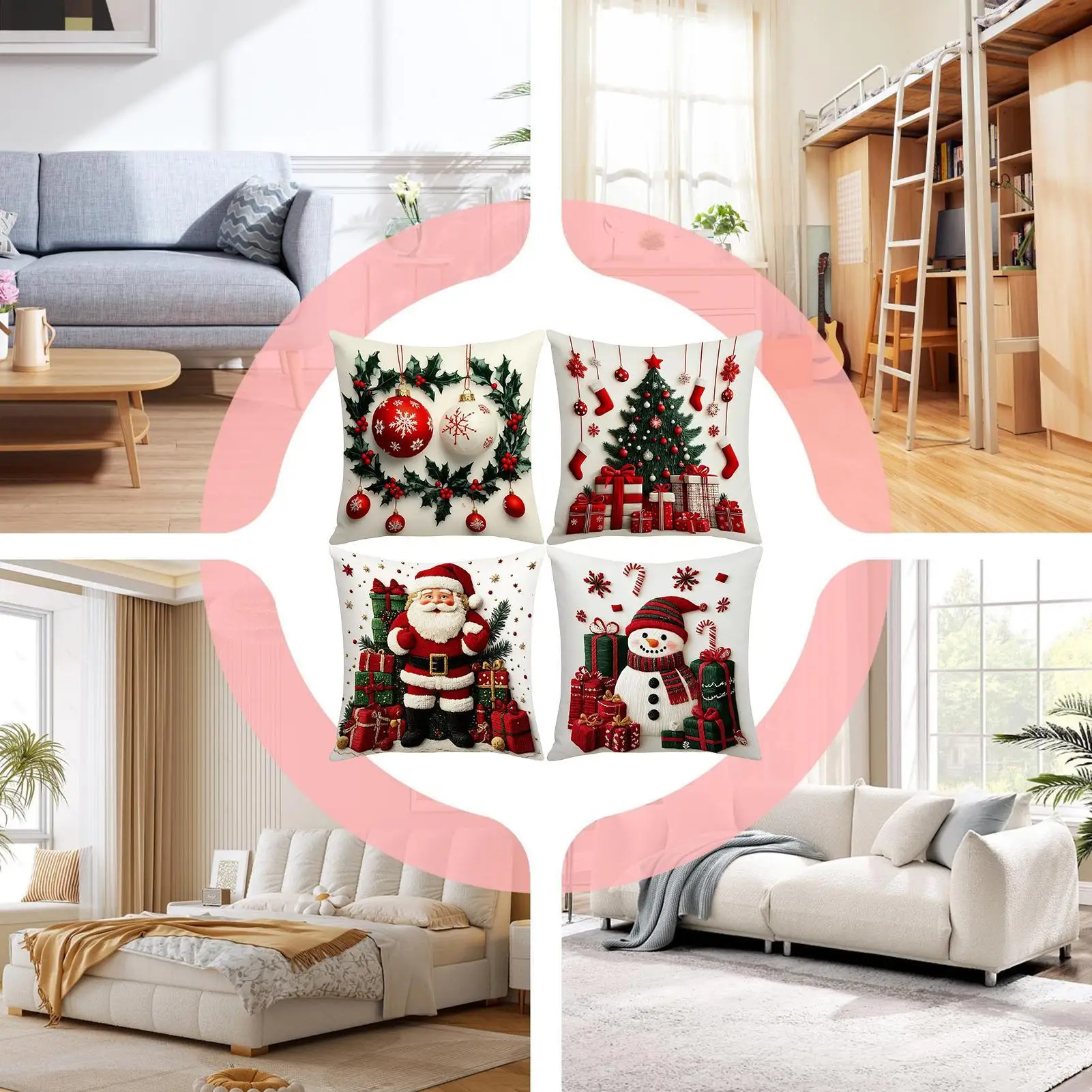 

4pcs Cartoon Santa Claus Christmas Pillowcase Snowman Elk Sofa Cushion Cover Home Bed Car Decor Merry Christmas 2025 Party