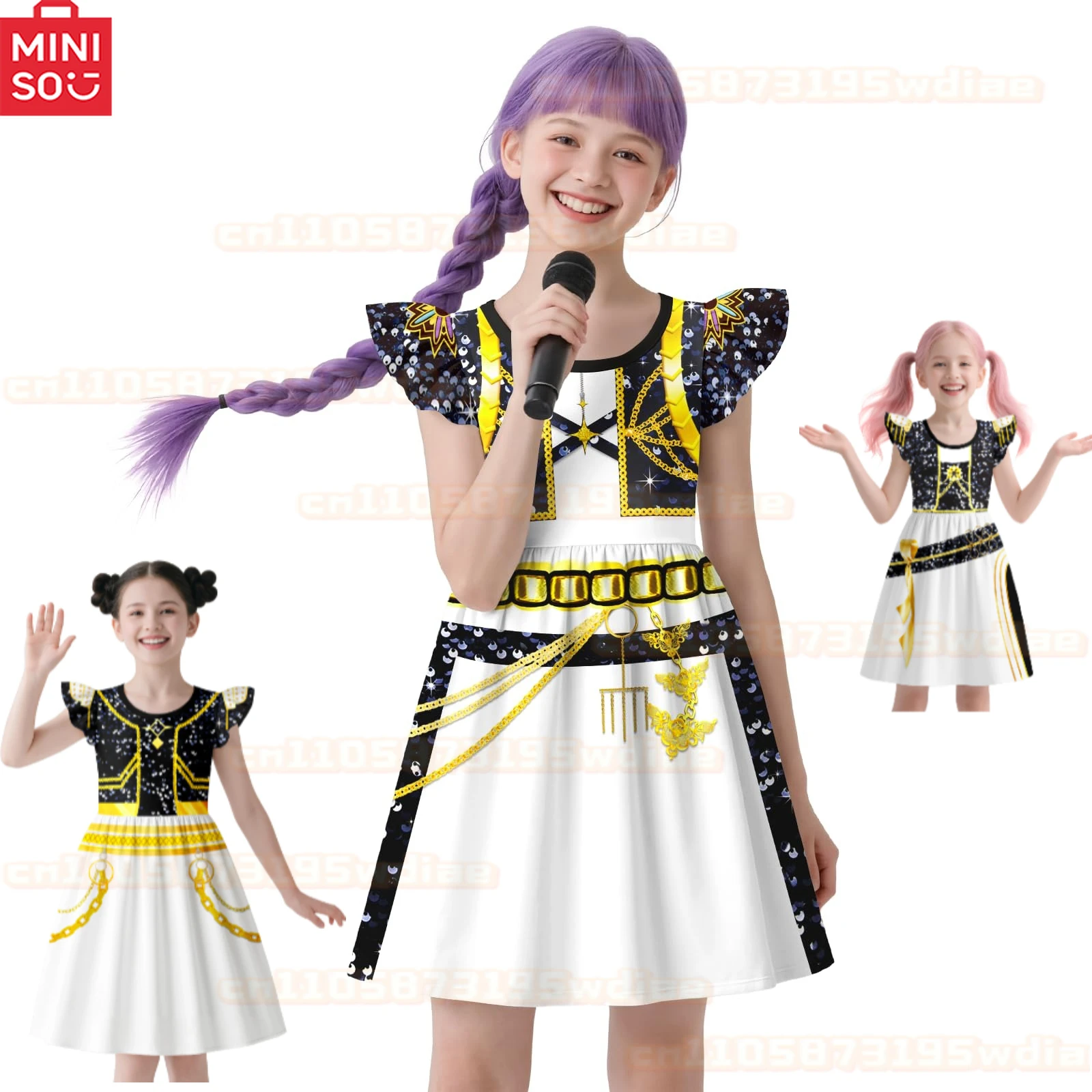 

Zoey Rumi Mira Cosplay Girls Dress 3D Print KPop Demon Hunters Costume Kids Dresses Anime Halloween Carnival Xmas Party Dresses