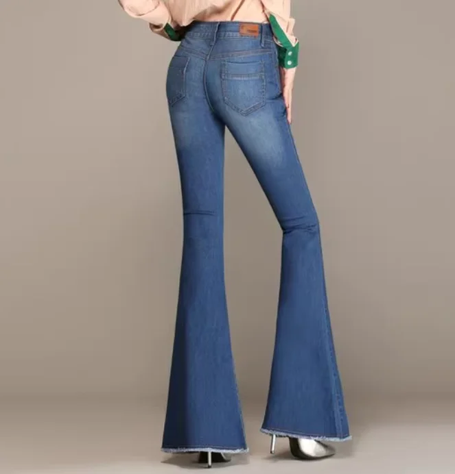 

Woman Jeans Spring Blue Denim Trouser Flared Slim Long