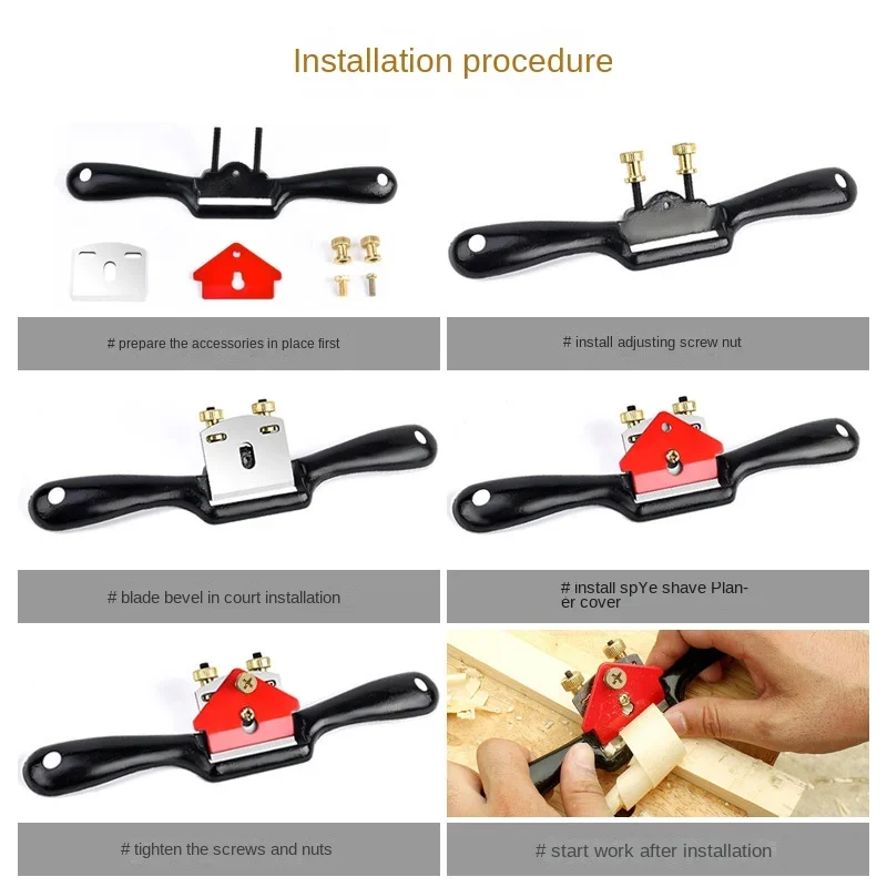 Pá de porca ajustável para barbear com fundo plano, plaina manual para carpintaria de 9/10 polegadas, adequada para artesanato em madeira e madeira