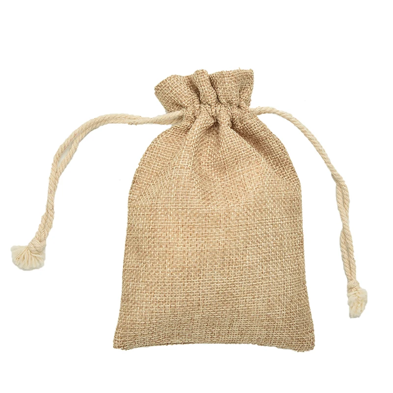 Mini Burlap Pouch Sack Drawstring Tie Bag Wedding Party Package Multifunctional Storage Bag
