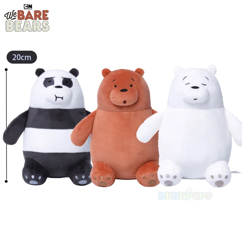 New 20cm Sitting Bear Toy We Bare Bears Cartoon Plush Toys Grizzly Panda IceBear Soft Stuffed Animal Dolls Plushies