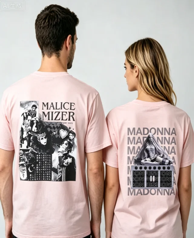 2026 new Neutral style black round-neck cotton couple T-shirt with a relaxed and casual streetwear pattern design
