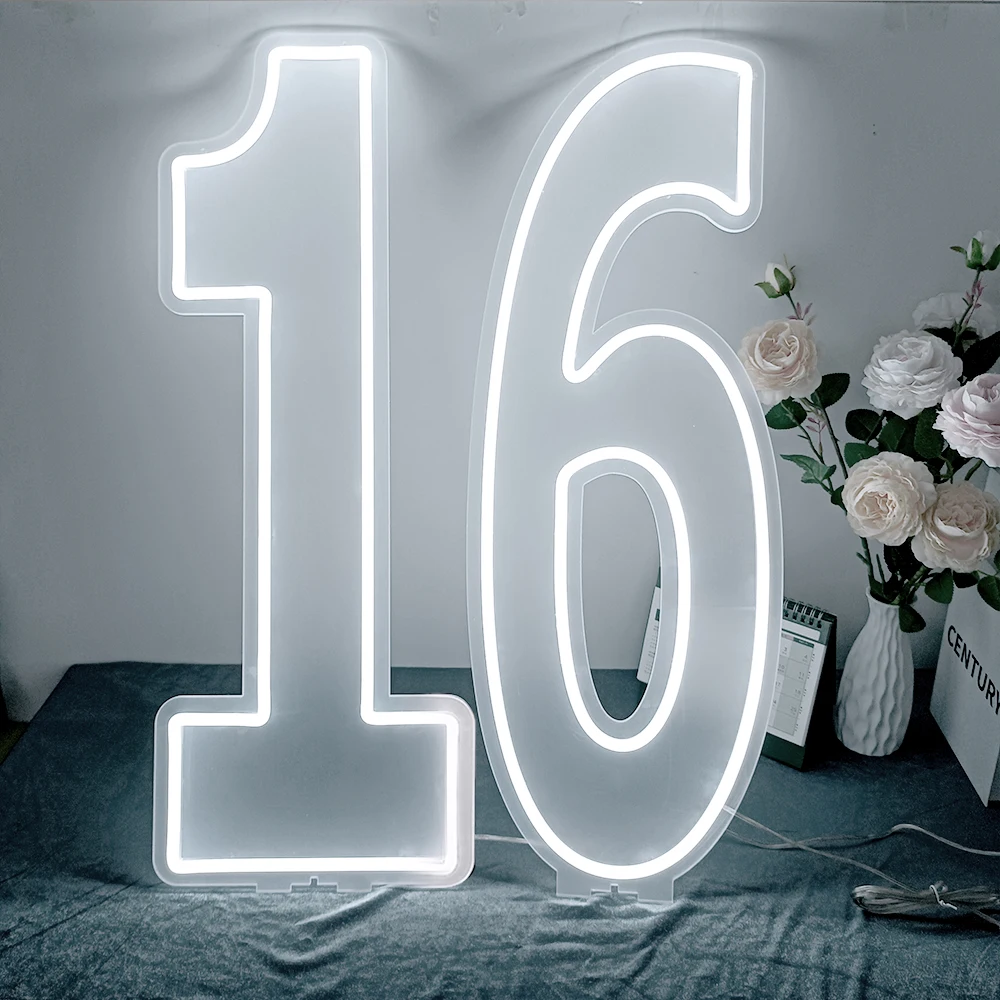 100cm Number White Lights Sign Dimmable  Night Light for Birthday Party Wedding Celebration Event Wall Decor