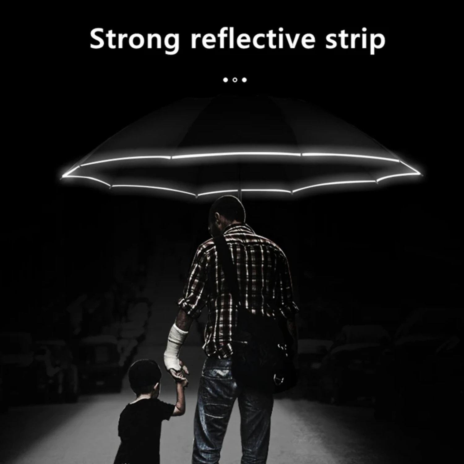 

Adjustable LED Flashlight Reflective Stripe Reverse Automatic Umbrellas For Rain Sun Large Heat Insulation Parasol