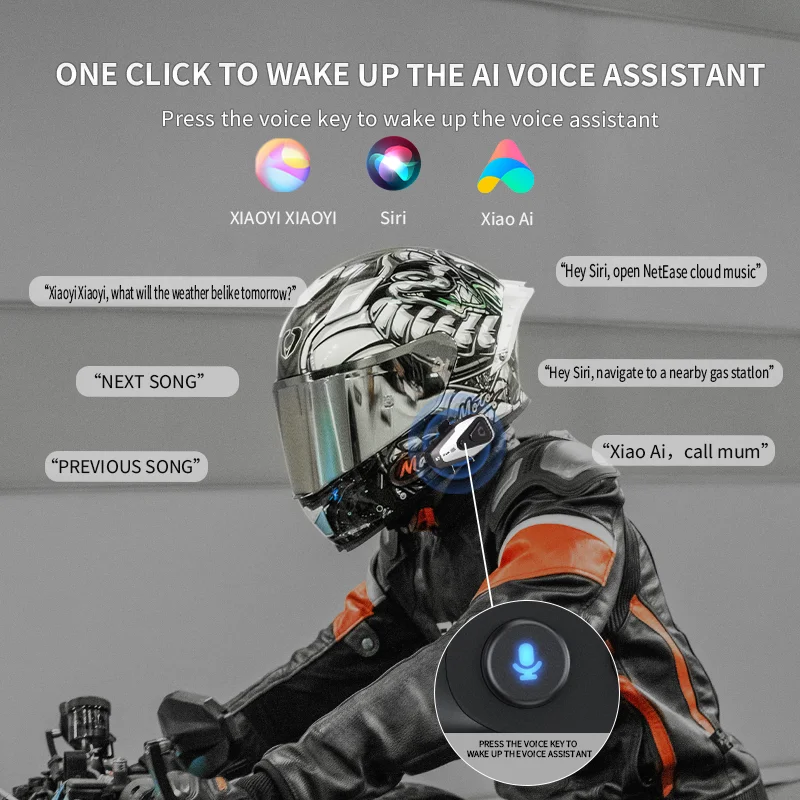 Soman Motorcycle Helmet Headset Bluetooth 5.3 Wireless IPX6 Waterproof Support Connecting 2 Phones Same Time Headphone cascos