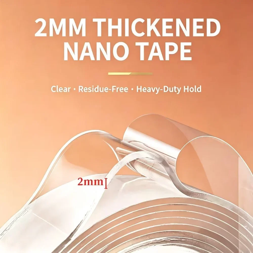 Home & Holiday Decor Double Sided Nano Tape, Heavy Duty Waterproof Dustproof Adhesive Tape, No Damage to Walls