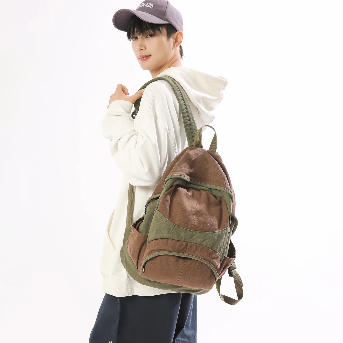 Patchwork Canvas Women's Backpack 2026 Shoulders Bag Knapsack Travel Rucksack Vintage Mochila Y2K Packbag Korea Eco Schoolbag