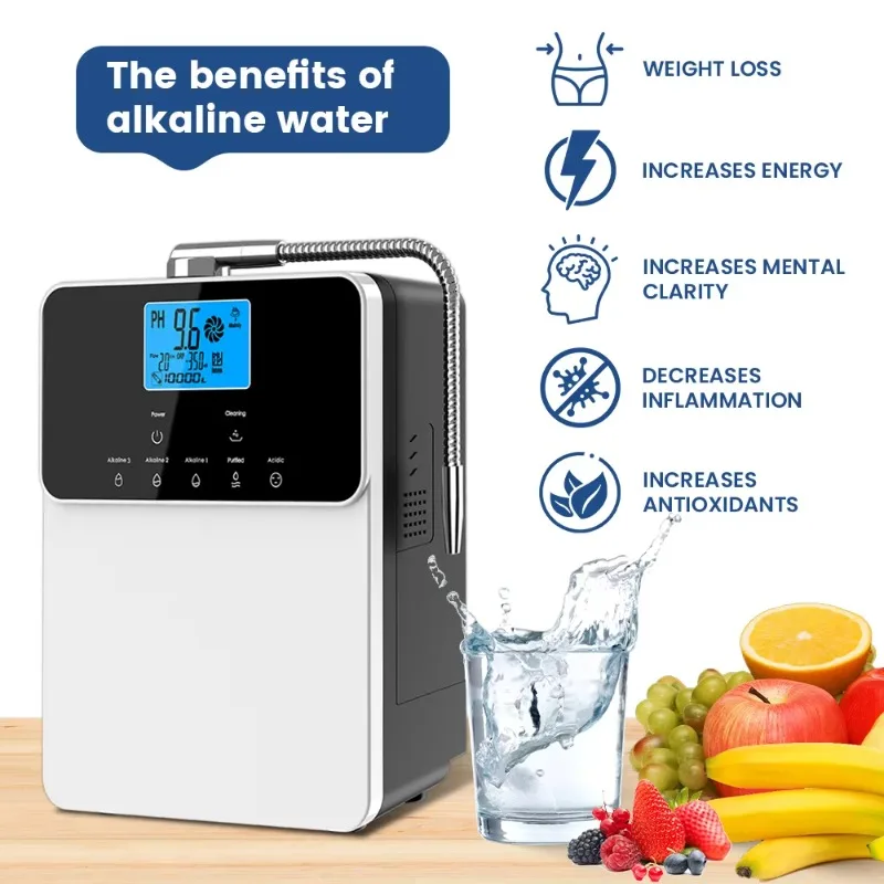 Home Alkaline Water Ionizer Machine PH Adjustable Titanium Platinum Coated Water Generator Household Water Purifier