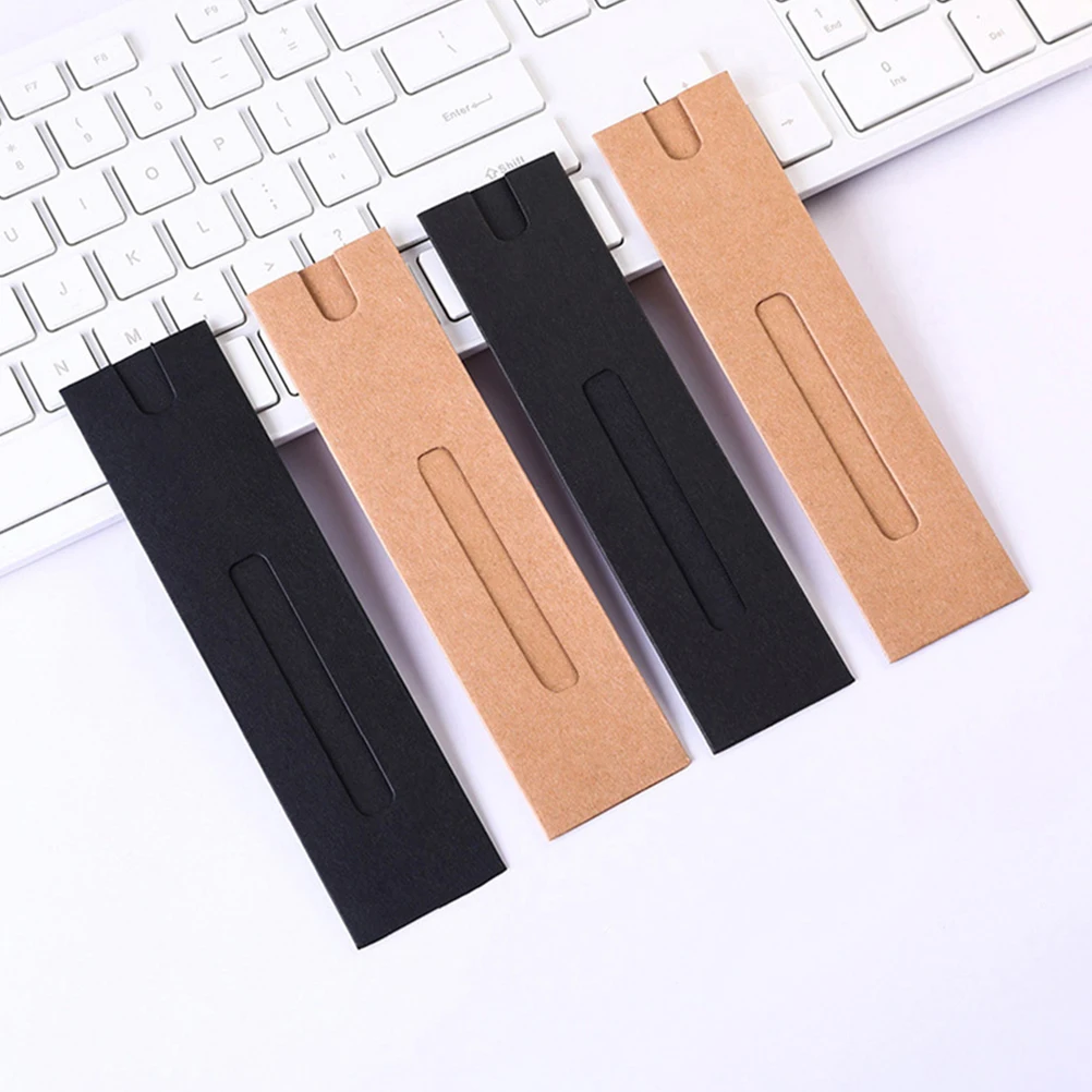 

50pcs Kraft Paper Pen Pouch Case With Window For Display Protection Small Pen Sleeve Organizer Stationery Bag Office School Home