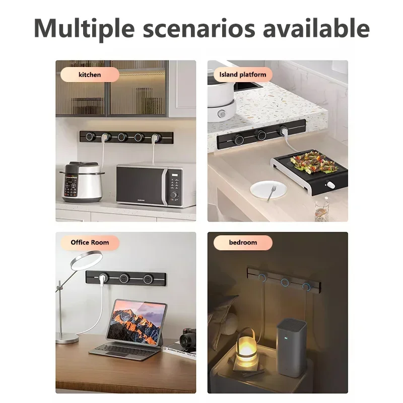 40cm 50cm Track Socket Wall Power Rail Movable Sockets High End Home Appliance Power 8000W EU US UK Standard USB Type c Ports view 4