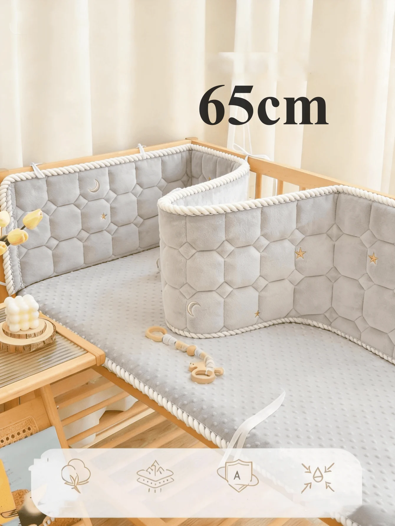 Baby Crib Bumper Pure Cotton Children's Spliced Bed Guardrail Anti-Collision Baby 1 Piece Bumper for infant image 3