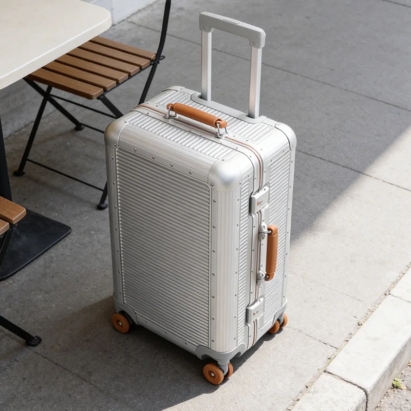 

Новый чемодан для путешествий с алюминиевой рамой 20/24/28 дюймов, из поликарбоната, на колесиках, в ретро-стиле, ручная кладь