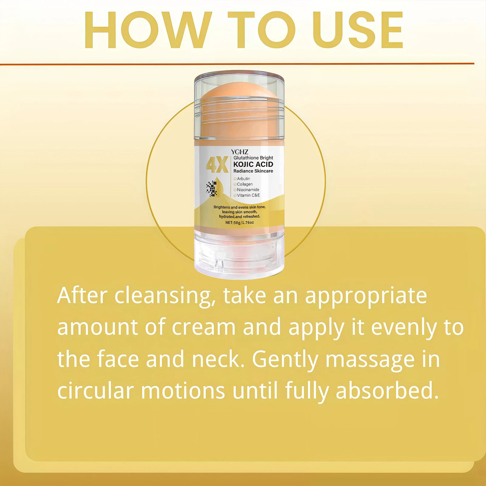 Kojic Acid Cream Stick, Evens Out Skin Tone, Eliminates Dark Spots and Dullness - Non-Greasy, Suitable for Both Men and Women - Whitening and Moisturizing Cream, for Day and Night Use - 50g - view 6