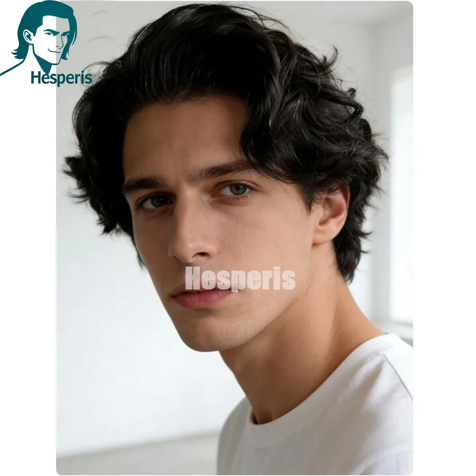 ヘスペリス メンズ 人毛ウィッグ プレスタイル 透明レースフロント 人毛システム 男性用ウィッグ ヘアピース